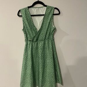 Green Sleeveless Faux Wrap Dress
